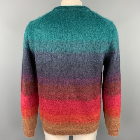 PAUL SMITH Taille XL Pull à col rond en mohair texturé multicolore