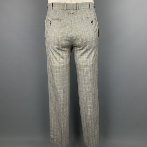 BLACK FLEECE Size 40 Grey Glenplaid Wool Notch Lapel Suit