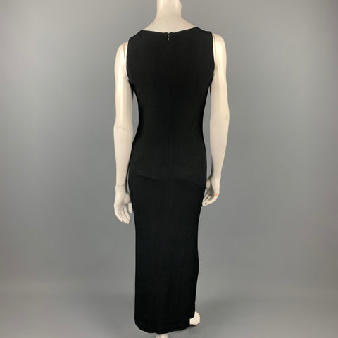 APOSTROPHE Size 6 Black Crepe Acetate / Viscose Column Cocktail Dress