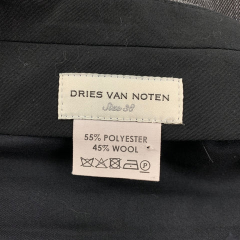 DRIES VAN NOTEN Taille 6 Pantalon habillé en laine de polyester gris foncé à rayures à jambe large