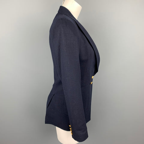 BAND OF OUTSIDERS Size 1 Navy Twill Virgin Wool Double Breasted Blazer
