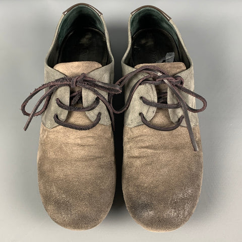 MARSELL Talla 7 Zapatos planos con cordones de charol de ante color topo