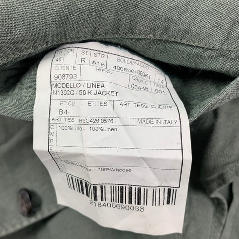 BOGLIOLI Size 36 Olive Linen Notch Lapel Sport Coat