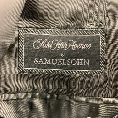 SAKS FIFTH AVENUE by Samuelsohn Size 44 Regular Black Wool Notch Lapel Suit