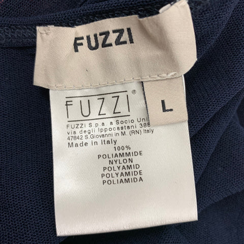 FUZZI Size L Navy Nylon Shrug Casual Top