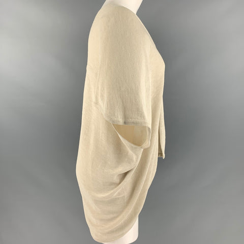MARIA CORNEJO Size L Beige Linen Nylon Sleeveless Casual Top