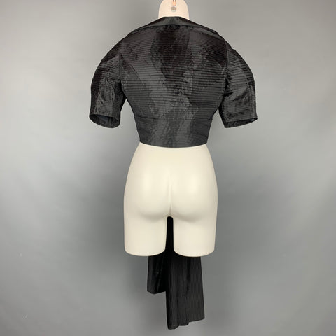 CALVIN KLEIN Taille L Noir Plissé Long Panneau Ouvert Avant Capelet