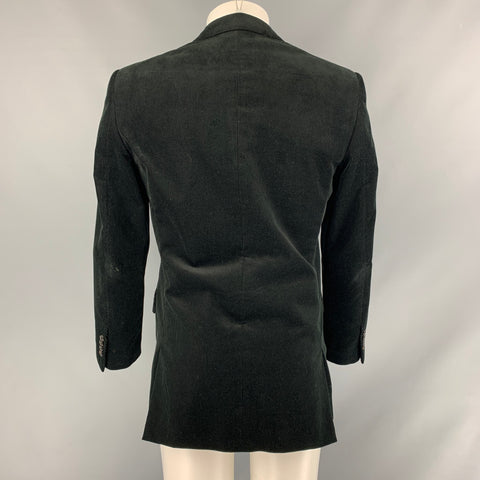 RALPH LAUREN Size 38 Black Corduroy Cotton Notch Lapel Sport Coat