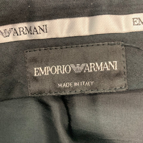 EMPORIO ARMANI Size 32 Black Solid Mohair Wool Tuxedo Dress Pants