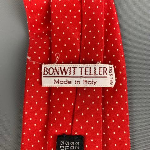 BONWIT TELLER Corbata de seda con lunares rojos y blancos