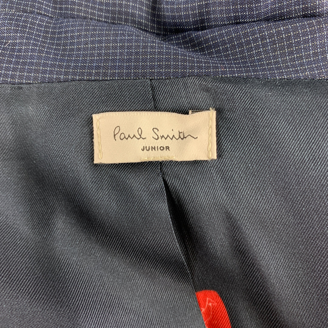 PAUL SMITH Junior Taille 16 ANS Marine Fenêtre Pane Laine Mélange Notch Revers Costume