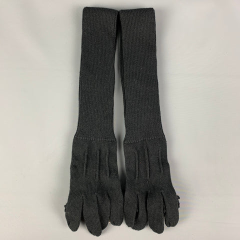 MATSUDA Black Knitted Cotton Wool Long Gloves