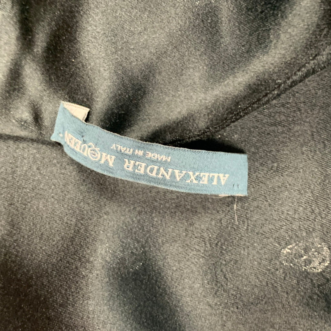 ALEXANDER MCQUEEN Black Silver Skull Silk Scarf