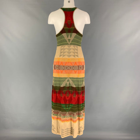 RLX by RALPH LAUREN Size S Beige Orange Green Linen Blend Stripe Tank Long Dress