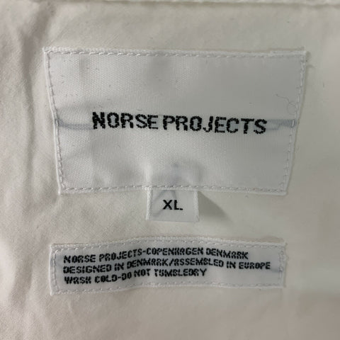 NORSE PROJECTS Size XL White Solid Cotton One pocket Long Sleeve Shirt