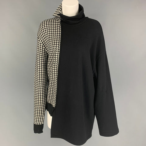 Y's by YOHJI YAMAMOTO Jersey de pata de gallo blanco y negro talla M