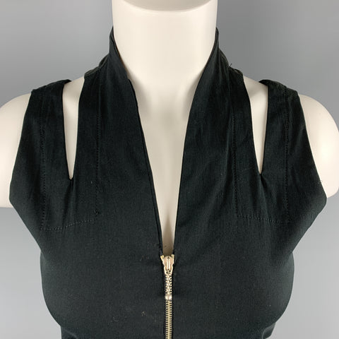 MARIA CORNEJO Size 6 Black Shoulder Cutout Zip Vest Top