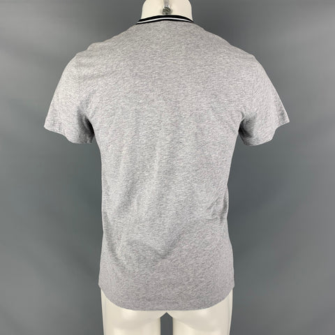 ALEXANDER MCQUEEN Size M Grey Black Applique Cotton Short Sleeve T-shirt