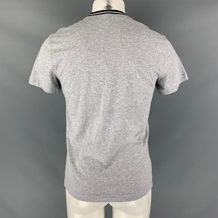 ALEXANDER MCQUEEN Size M Grey Black Applique Cotton Short Sleeve T-shirt