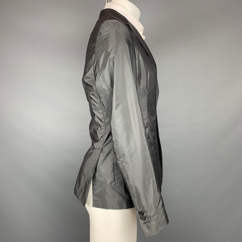 PRADA Size 38 Charcoal Nylon Notch Lapel Sport Coat