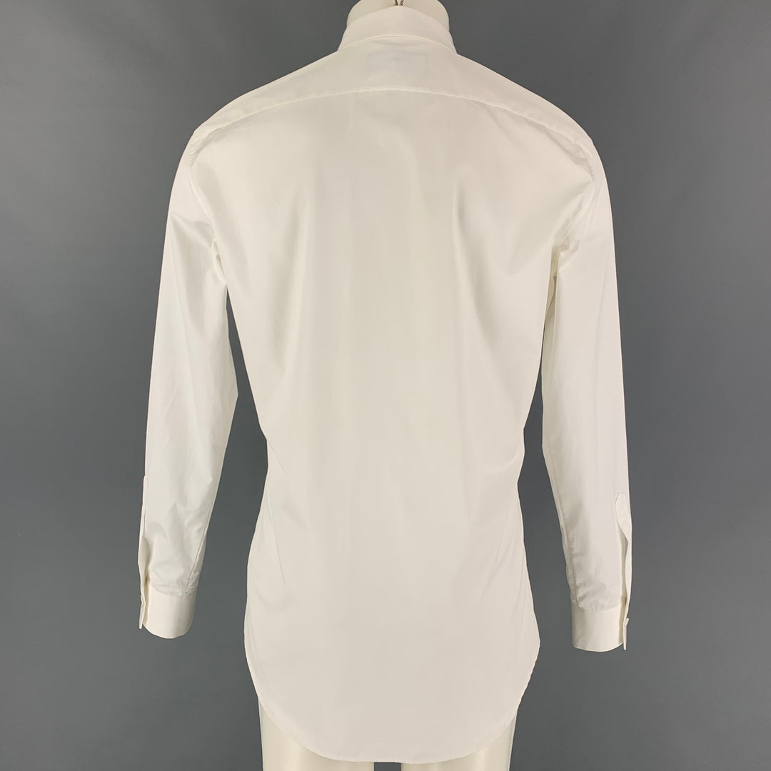 DSQUARED2 Size S White Black Applique Cotton Tuxedo Long Sleeve Shirt