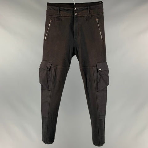 ALEXANDER MCQUEEN Taille 34 Pantalon décontracté cargo en coton vieilli gris