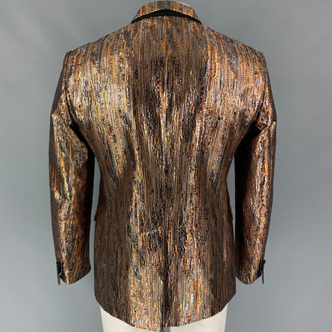 DSQUARED2 Talla 42 Abrigo deportivo de viscosa de poliéster jacquard dorado plateado