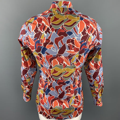 RICHFRESH Taille M Chemise à manches longues en coton imprimé multicolore avec boutons cachés
