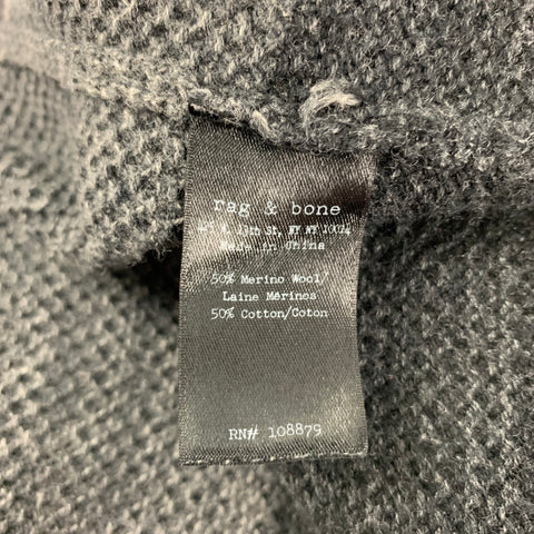 RAG & BONE Size M Charcoal Light Grey Stripe Merino Wool Cotton Cardigan