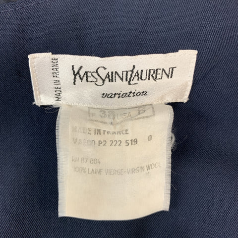 YVES SAINT LAURENT Vintage Size 6 Navy Virgin Wool Shift Dress