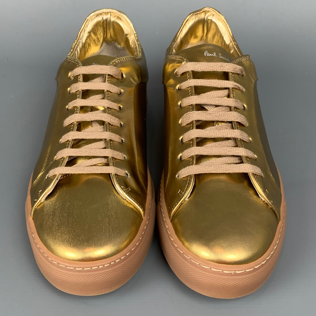 PAUL SMITH Size 9 Gold  Leather Lace Up Sneakers