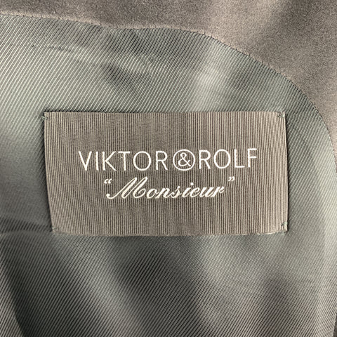 VIKTOR & ROLF Size 40 Black Wool Satin Peak Lapel Mirror Button Tuxedo Jacket