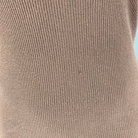 DARK SHADOW Size 6 Brown Viscose & Silk Ribbed T-Shirt