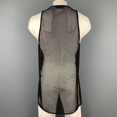 DSQUARED2 Size M Black Mesh Polyester Blend Oversized Tank Top