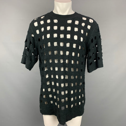 NICOLO TONETTO Size M Black Cut Outs Cotton Crew-Neck Pullover
