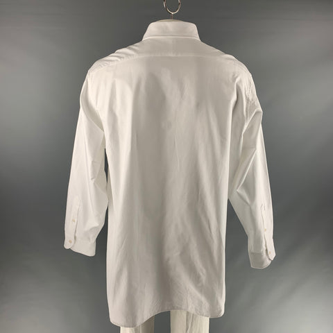 PROPER CLOTH Talla XXL Camisa blanca de manga larga con botones de algodón liso