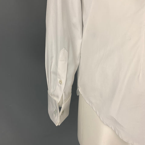 RALPH LAUREN Purple Label Size 10 White Cotton Tuxedo Shirt