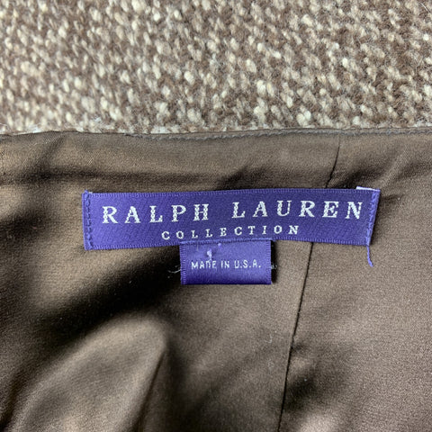 RALPH LAUREN Purple Lable Size 4 Brown Tweed Wool / Cashmere A-Line Skirt