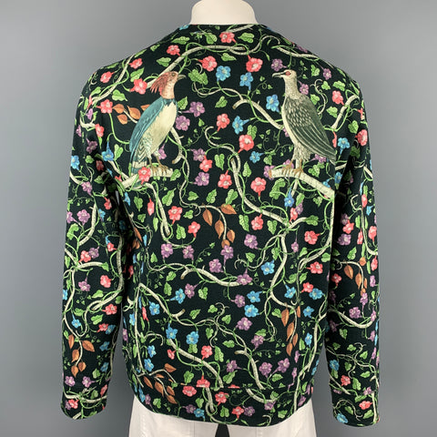 GUCCI 2016 Birds Of Prey Size XL Multi-Color Floral Cotton Crew-Neck Sweatshirt