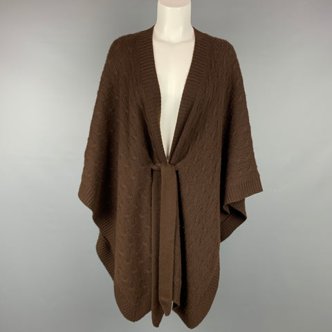 RALPH LAUREN Black Label Taille M/L Marron Tricoté Cachemire Ceinturé Poncho Cardigan
