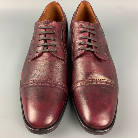 DSQUARED2 Size 9.5 Burgundy Antique Leather Cap Toe Lace Up Shoes