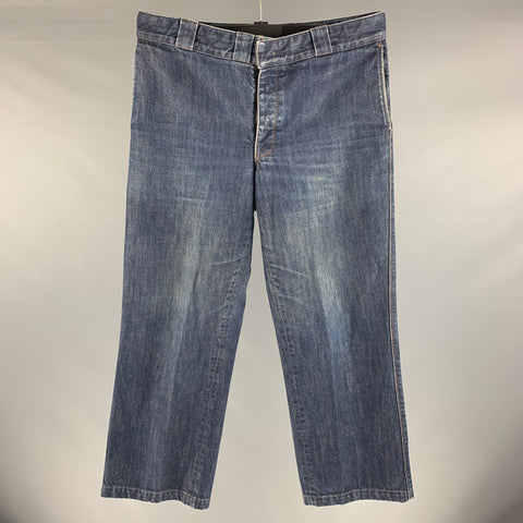 PRADA Size 36 Blue Denim Wide-Leg Jeans