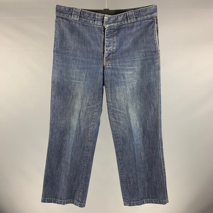 PRADA Size 36 Blue Denim Wide-Leg Jeans