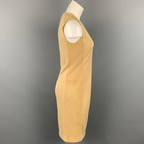 RALPH LAUREN Black Label Taille 2 Robe droite en peau d'agneau mélangée en viscose beige