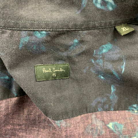 PS by PAUL SMITH Size XL Navy Floral Cotton Button Up Long Sleeve Shirt