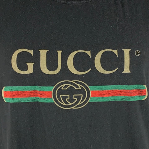 GUCCI Taille XXL T-shirt à col rond en coton avec logo noir