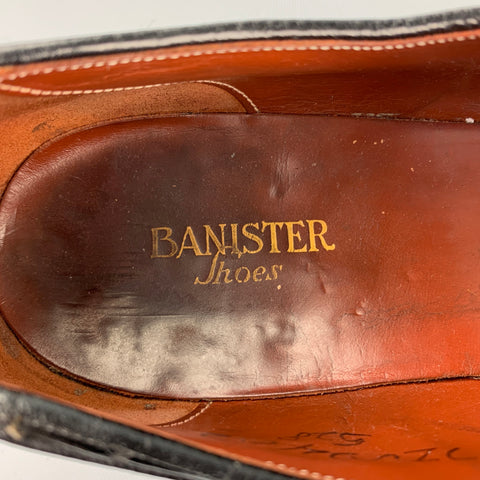 BANISTER SHOES Size 9 Black Embossed Leather Cap Toe Lace Up Shoes