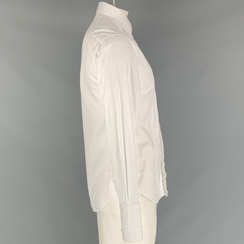 ARMANI COLLEZIONI Size L White Solid Cotton French Cuff  Long Sleeve Shirt