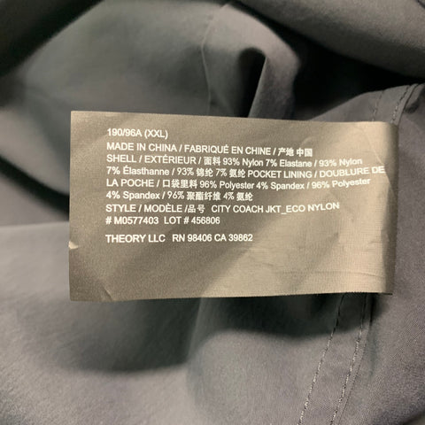 THEORY Size XXL Black Nylon Elastane Windbreaker Jacket
