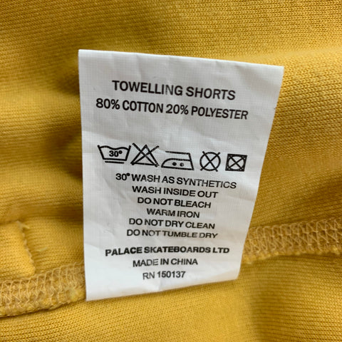 PALACE Size M Yellow Cotton Blend Drawstring Towelling Shorts